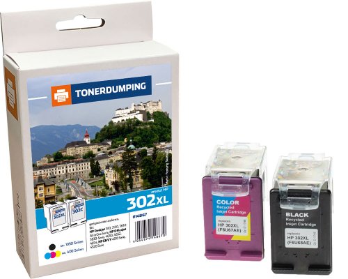 Kompatibel mit HP 302XL Druckerpatronen Multipack 1x Schwarz + 1x Farbe jetzt kaufen von TONERDUMPING